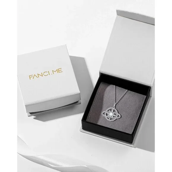 FANCIME October Birthstone Necklace Sterling Silver Compass Star Pendant - Picture 6 of 6